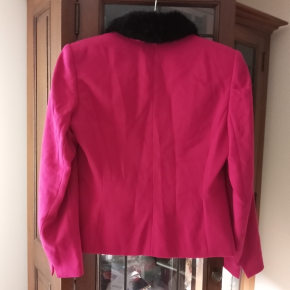 Kasper Fuchsia Jacket with removable Faux Fur Collar   B7 - Picture 3 of 8
